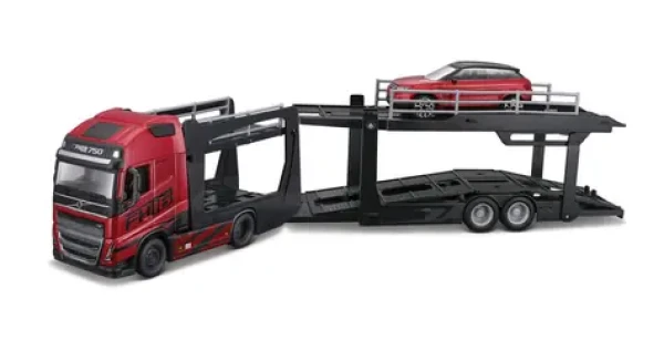 Bburago STREET FIRE Kamion s návěsem Multicar Carrier Volvo FH16 + Land Rover LRX Concept 1:43