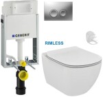 GEBERIT KOMBIFIXBasic vč. matného tlačítka DELTA 25 + WC Ideal Standard Tesi se sedátkem RIMLESS 110.100.00.1 21MA TE2