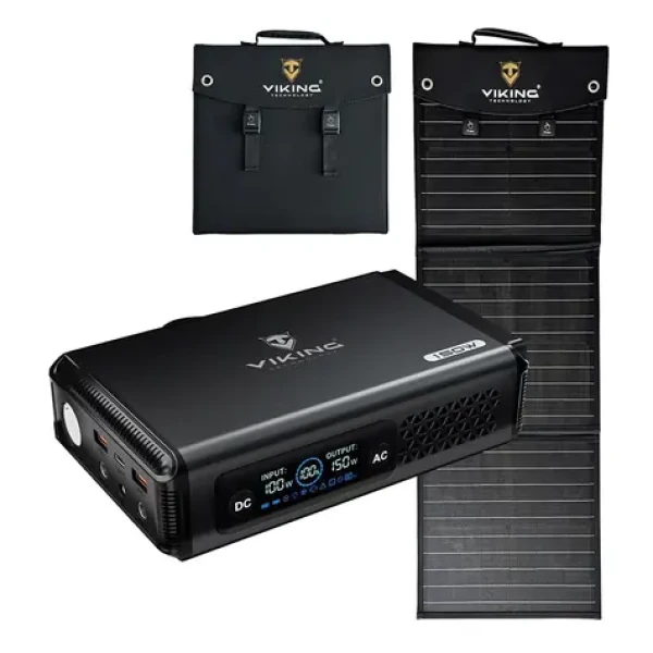 Viking VALI150 + L60 PD / Set powerbanka a solární panel / 9600 mAh / 138 Wh / 150 W / solární dobíjení 60 W (VALI150L60PD)