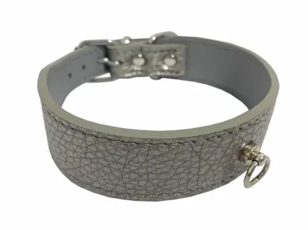 Huhubamboo METAL obojek titanový L / Obojek pro psy / 28 mm x 34-39 cm / Hovězí kůže (355468)