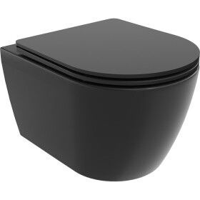 MEXEN/S - Carmen Závěsná WC mísa Rimless Tornado včetně sedátka s slow slim, duroplast, černá mat 30881085T