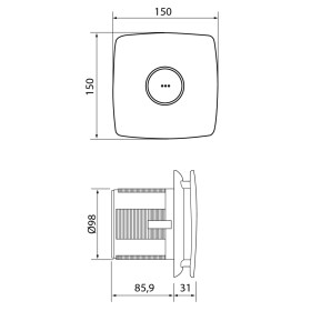 CATA - X-MART 10T koupelnový ventilátor axiální s časovačem, 15W, potrubí 100, nerez mat 01041000