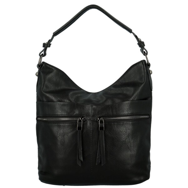 Trendy dámská koženková kabelka na rameno Sandipa, černá