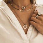 Ocelový náhrdelník Jennifer, chirurgická ocel, kruh s texturou, Stříbrná 55 cm + 5 cm (prodloužení)