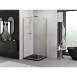 MEXEN - Exo čtvercový křídlový sprchový kout 90 x 90, transparent, zlato 8110-090-090-50-00
