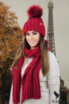 Komplet čepice a šála Hat&Scarf K.23.211.21 tmavě červená - Kamea UNI