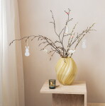 MADAM STOLTZ Skleněná váza Yellow 24 cm, žlutá barva, sklo