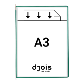 Djois závěsný rámeček s kapsou, A3, otevřený shora, zelený, 10 ks