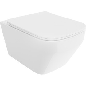 MEXEN/S - Riva Závěsná WC mísa Rimless Tornado včetně sedátka s slow slim, duroplast, bílá lesk 30630200T