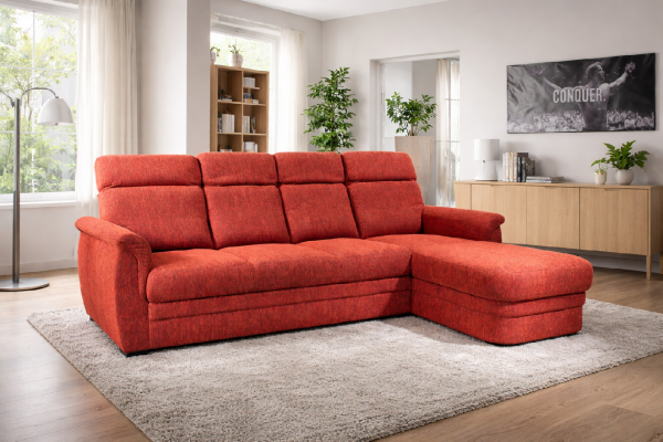 FAGUS Rohová sedačka KARLA - 3-sedák s rozkladem (relax L) - AKČNÍ VARIANTA PROVEDENÍ: 3-sedák 3R+relax KRX - látka kat. 0
