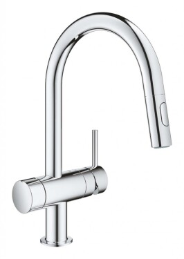 GROHE - Minta Dřezová baterie, s uzavíracím ventilem a vytahovací sprškou , Chrom 31916000