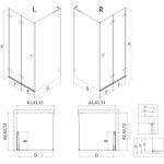 MEXEN/S - Lunar-F L sprchový kout skládací dveře levá 90 x 90, transparent, růžové zlato 836L-090-090-60-00-L