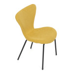 Židle jídelní, žlutá látka, nohy černý kov