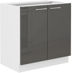 Spodní skříňka pod dřez Lara 80 ZL 2F BB Barva korpusu: Bílá, Barva dvířek: Cappucino lesk