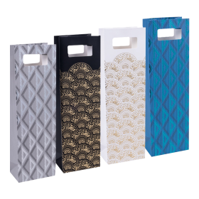 DONAU HOME dárková taška - Elegant II, s výsekem, na 1 láhev, mix motivů - 12ks