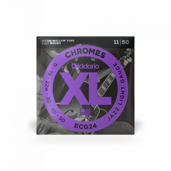 D'Addario ECG24 Chromes Flat Wound Jazz Light 11-50