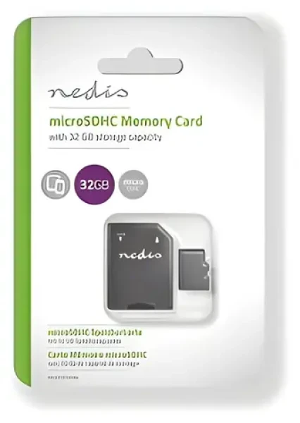 Nedis microSDHC 32 GB / Paměťová karta / UHS-I / čtení: 100 MB/s / zápis: 45 MB/s / vč. adaptéru SD (MMSD32100BK)
