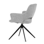 Židle jídelní, šedá látka, 360° vratný mechanismus, černý kov