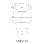 CERANO - Vana z litého mramoru Antonia - volně stojící - bílá matná - 170x75x55 CER-417524