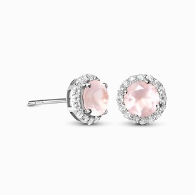 Emporial stříbrné peckové náušnice GU-DR2564E-SILVER-ROSEQUARTZ-ZIRCON
