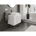 MEXEN/S - Rivel koupelnová skříňka pod umyvadlo 70 cm s deskou, 2 zásuvky, reliéf , bílá mat 91A20-07047-2-BFFC01