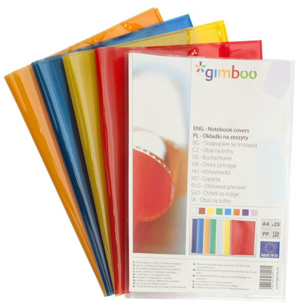 Gimboo obal na sešity A4, 210 x 297 mm, PP, 150 µm, transparentní - 25ks