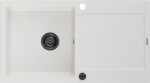 MEXEN/S - Leo granitový dřez 1 s odkapávačem 900x500 mm,bílá,+ černý sifon 6501901010-20-B