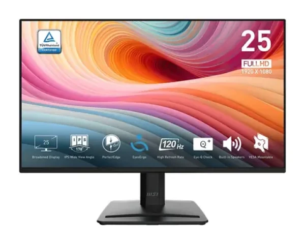 24.5" MSI PRO MP252 E2 černá / LED / 1920 x 1080 / IPS / 16:9 / 1ms / 1500:1 / 300cd-m2 / HDMI+DP / VESA (PRO MP252 E2)