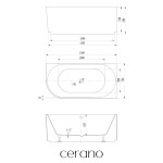 CERANO - Vana akrylátová Aira - volně stojící - asymetrická - pravá - bílá lesklá - 150x75x58 CER-665989