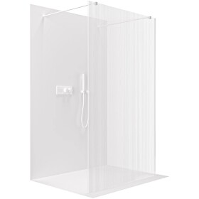 CERANO Sprchová zástěna Walk-in Onyx Duo L/P - 8 mm - hranatá vzpěra - bílá matná, rýhované sklo - 90x200 cm