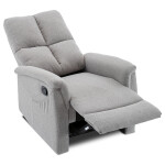 Relaxační křeslo, manuální ovládání, světle šedá látka