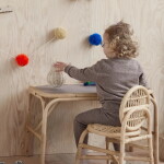 OYOY Přenosná ratanová lampička Pear 20 cm, krémová barva, proutí