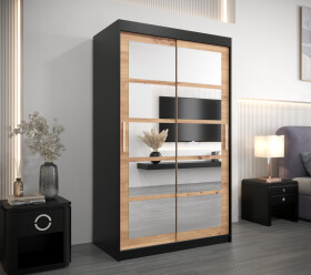 Šatní skříň Abi Ro2 Barva korpusu: Černá, Rozměry: 120 cm, Dveře: Dub artisan
