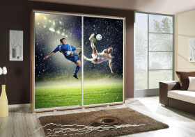 Šatní skříň Penelopa 2 Fotbalisté 1 Barva korpusu: Kaštan - wenge, Rozměry: 205 cm