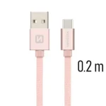 Swissten 71521105 USB 2.0 typ A na C, USB 2.0, zástrčka A - zástrčka C, opletený, 0,2m, růžovo-zlatý