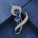 Brož Swarovski Elements Amedee - květina, Modrá