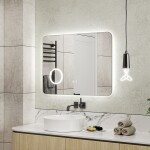 Erga Myra, LED zrcadlo 80x60 cm s kosmetickým zrcadlem 3x zvětšení, 3146 lm, 3 barvy světla, zadní osvětlení, ERG-V01-MYRA-8060-00