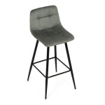 Židle barová, zelená látka, čtyřnohá kovová podnož, černý mat