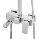 Erga Cube, sprchová souprava s pákovou baterií, vanovou výlevkou a dešťovou hlavicí 25x25cm, chromová, ERG-YKA-BP.CUBE-25-CHR