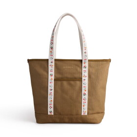 Rifle Paper Co. Nákupní taška Carry All Ditsy Dahlia, hnědá barva, textil