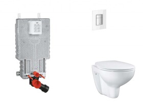 GROHE - Uniset Set předstěnové instalace, klozetu, sedátka SoftClose a tlačítka Skate Cosmopolitan, Moon White SANI15BB3103