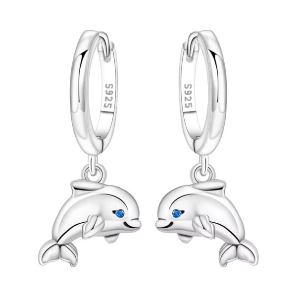 Stříbrné náušnice Delfín - stříbro 925/1000, Stříbrná