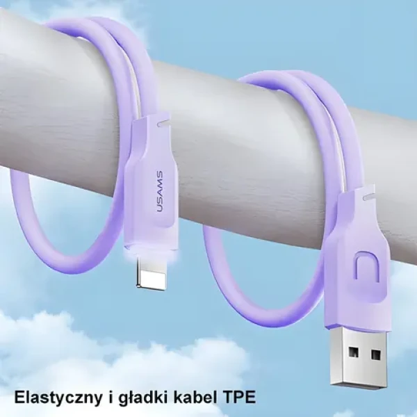 USAMS US-SJ565 Lithe fialová / Kabel / Lightning - USB-C / 1,2 m / 2,4A (SJ565USB03)