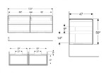 GEBERIT - ONE Umyvadlová skříňka, 133x50x47 cm, 4 zásuvky, lesklá bílá 505.266.00.1