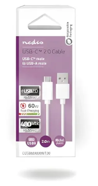 Nedis USB-C - USB-C černá / Kabel USB / USB 2.0 / 60 W / 480 Mbps / 2 m (CCGB60600WT20)