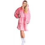 Cozy Noxxiez Růžová - hřejivá televizní mikinová deka s kapucí pro teenagery a dospělé (20-CH356)