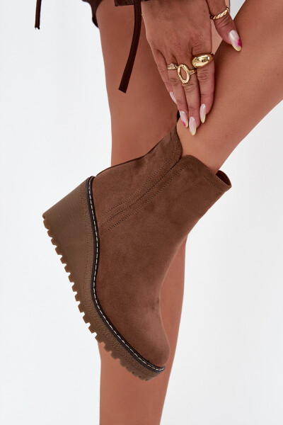 Zateplené boty na platformě z eko semiše hnědé Mavona 39