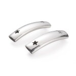 Trubičkový korálek z nerezové oceli - prohnutý - hvězdy - platinový - 36 x 10 x 8 mm - 1 ks