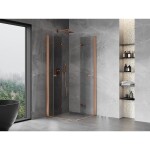 MEXEN/S - Mist-F Duo sprchový kout skládací dveře 75 x 75, transparent, měď kartáčovaná 8A6-075L-075P-65-00
