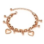 Ocelový náramek Ariel Gold - chirurgická ocel, srdce, Zlatá 17 cm + 3 cm (prodloužení)